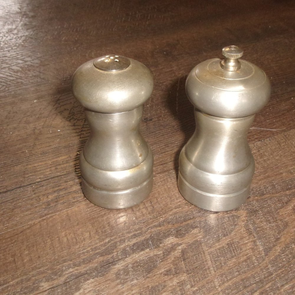 Pewter salt pepper shakers Verity Southall